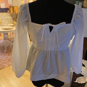 J. Crew Squareneck White Cotton Poplin Top Size 10